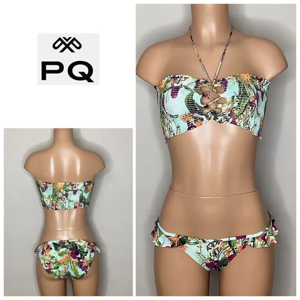 New. PQ floral bikini set. Size small. Retails $148